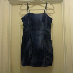 TRENDING KAWAII DENIM FOREVER 21 DARK JEAN STRIPES SEXY SUNDRESS LG